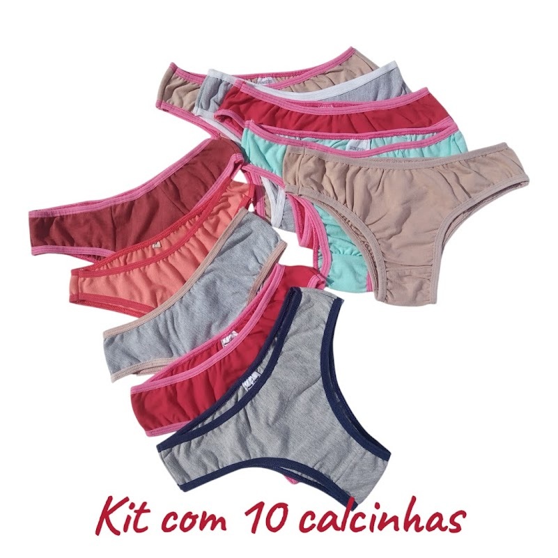 Kit Calcinha de Algodão Feminina  P/M/G/GG