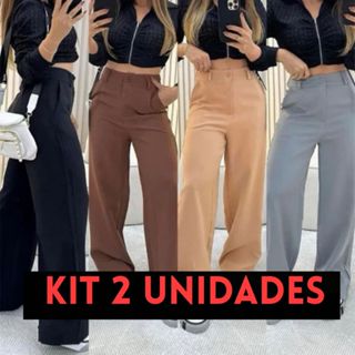 Kit 2 Calças Pantalona Alfaiataria Premium Elegante PROMOÇÃO P AO GG em Oferta na Shopee