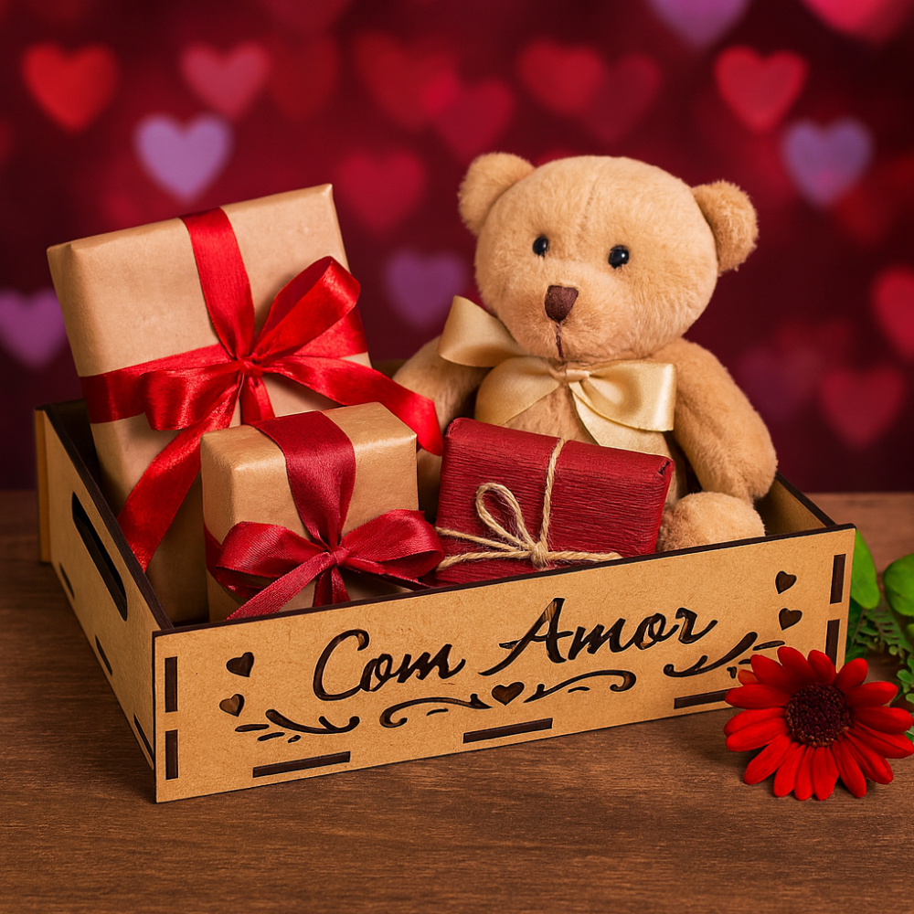 Bandejas Caixinha MDF Cru para Kits Presenteáveis Com Amor 10 Unidades Ideal para Decoração, Lembrancinhas e Mesa Festa