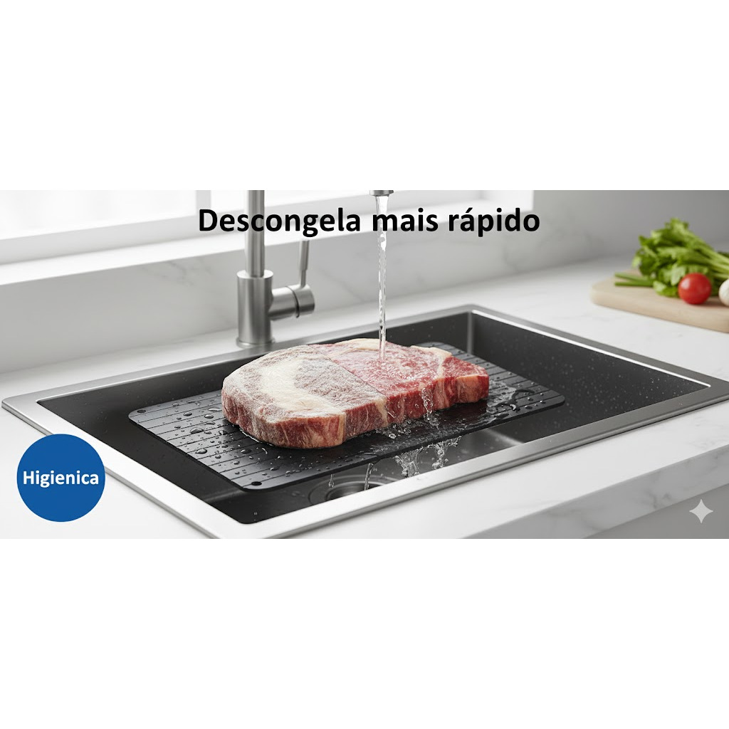 Tabua Magica Descongelar Rápido Carne Alimentos Defrost Express Tech Bandeja Travessa Higienica