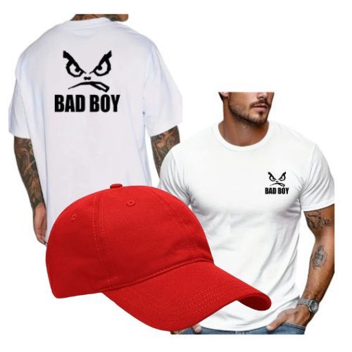 Kits  Camisetas e Bonés Lisos  Bad Boy Retro (com cores e estampas variadas) Unissex para seu uso diario