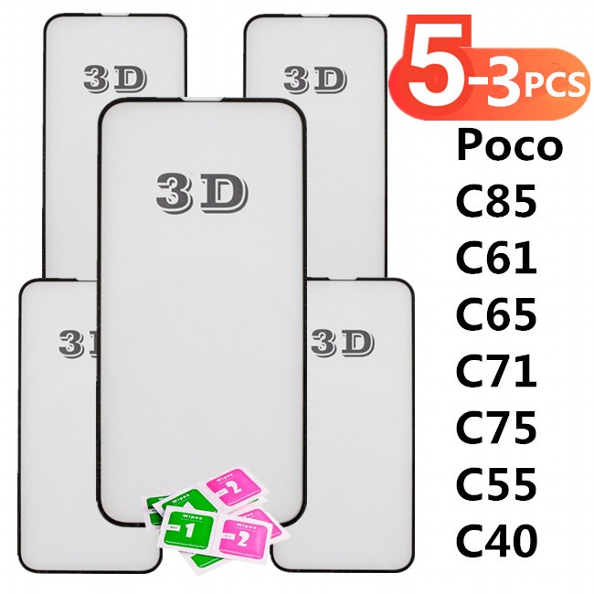 Kit 3Pcs/ 5Pcs Película De Vidro Temperado 3D Para Xiaomi Redmi Poco C85 C61 C65 C71 C75 C55