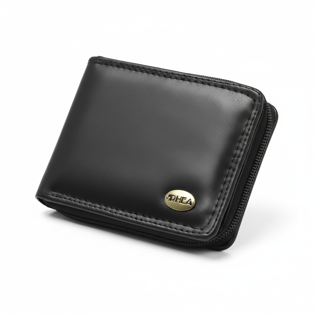 carteira masculina fecho de ziper grande couro sintetico cartao moeda