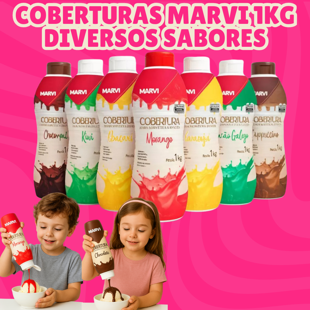 Cobertura Líquida para Sorvete Marvi C/ 1 KG Diversos Sabores em Oferta na Shopee