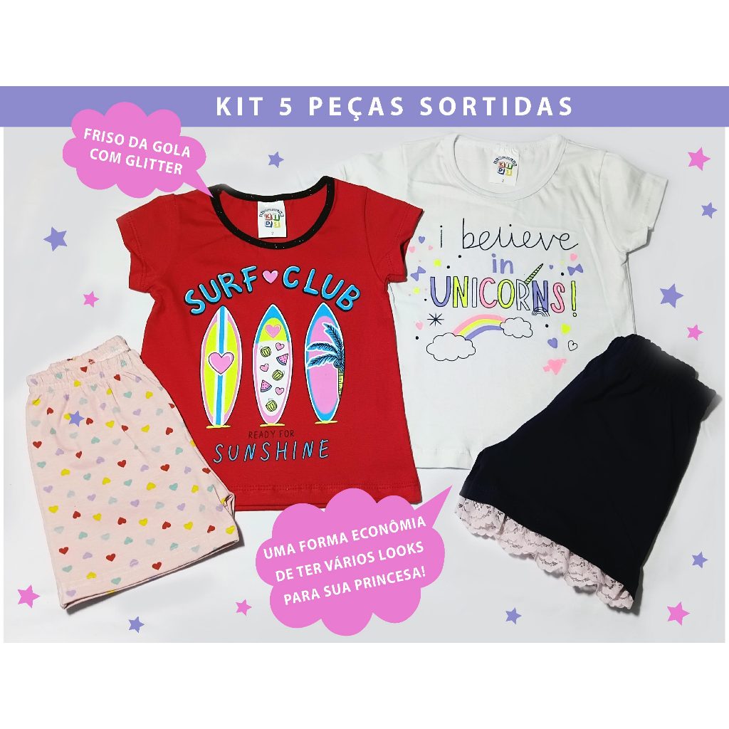 KIT 5 peças - Conjuntos menina 1-2-3 ANOS