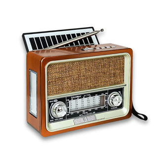 Rádio Retro Caixa de Som Bluetooth Usb Sd Am Fm multimídia Carregador Placa Solar com Lanterna Top em Oferta na Shopee