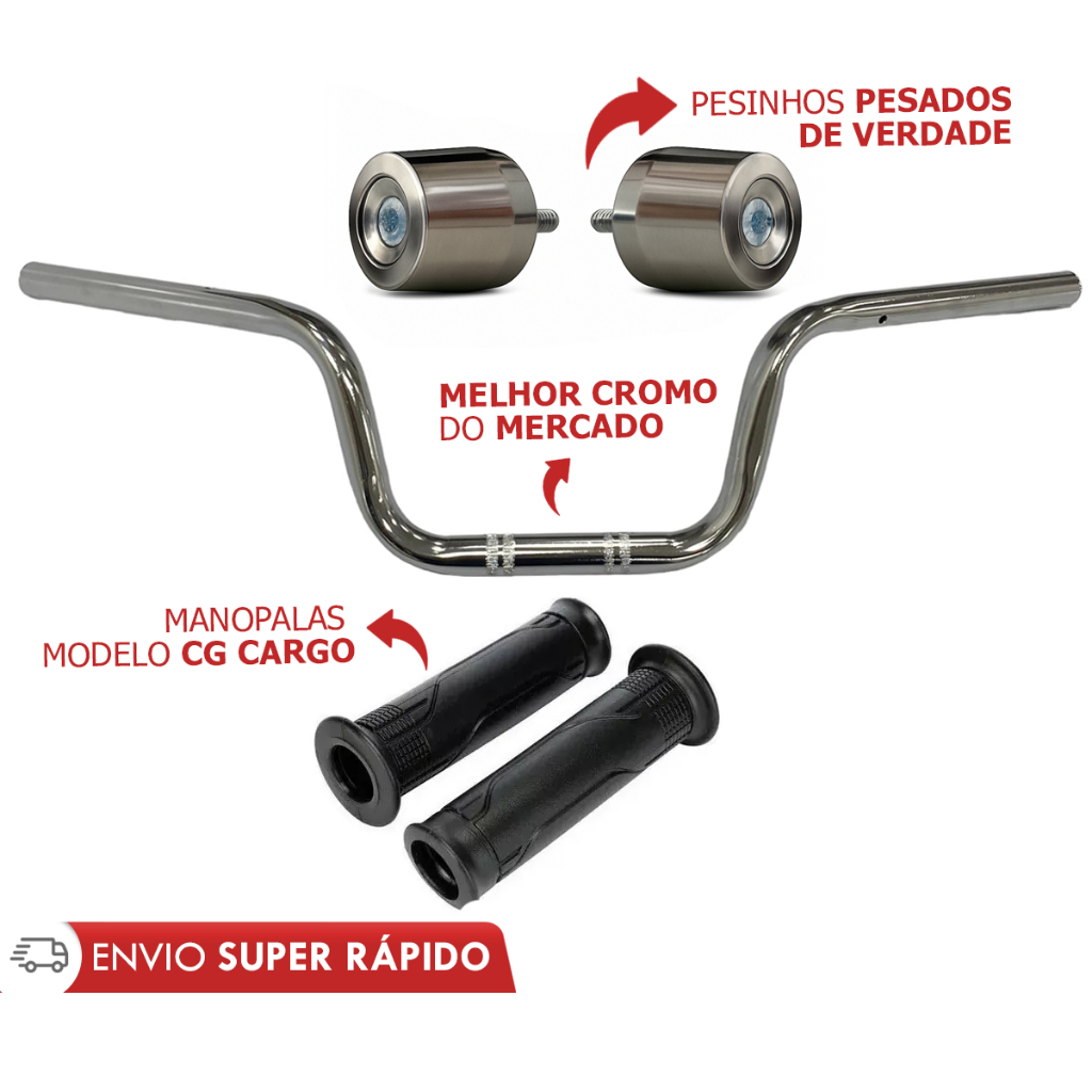 Kit Guidão Cargo 160 Peso Pcx Manopla 2016 A 2025 Fan Titan Cromado em Oferta na Shopee