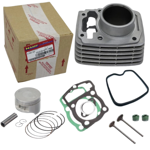 KIT CILINDRO DO MOTOR ORIGINAL HAMP + PISTÃO + VÁLVULAS + KIT A + GUARNIÇÃO TAMPA VÁLVULA TITAN/FAN/NXR BROS 150