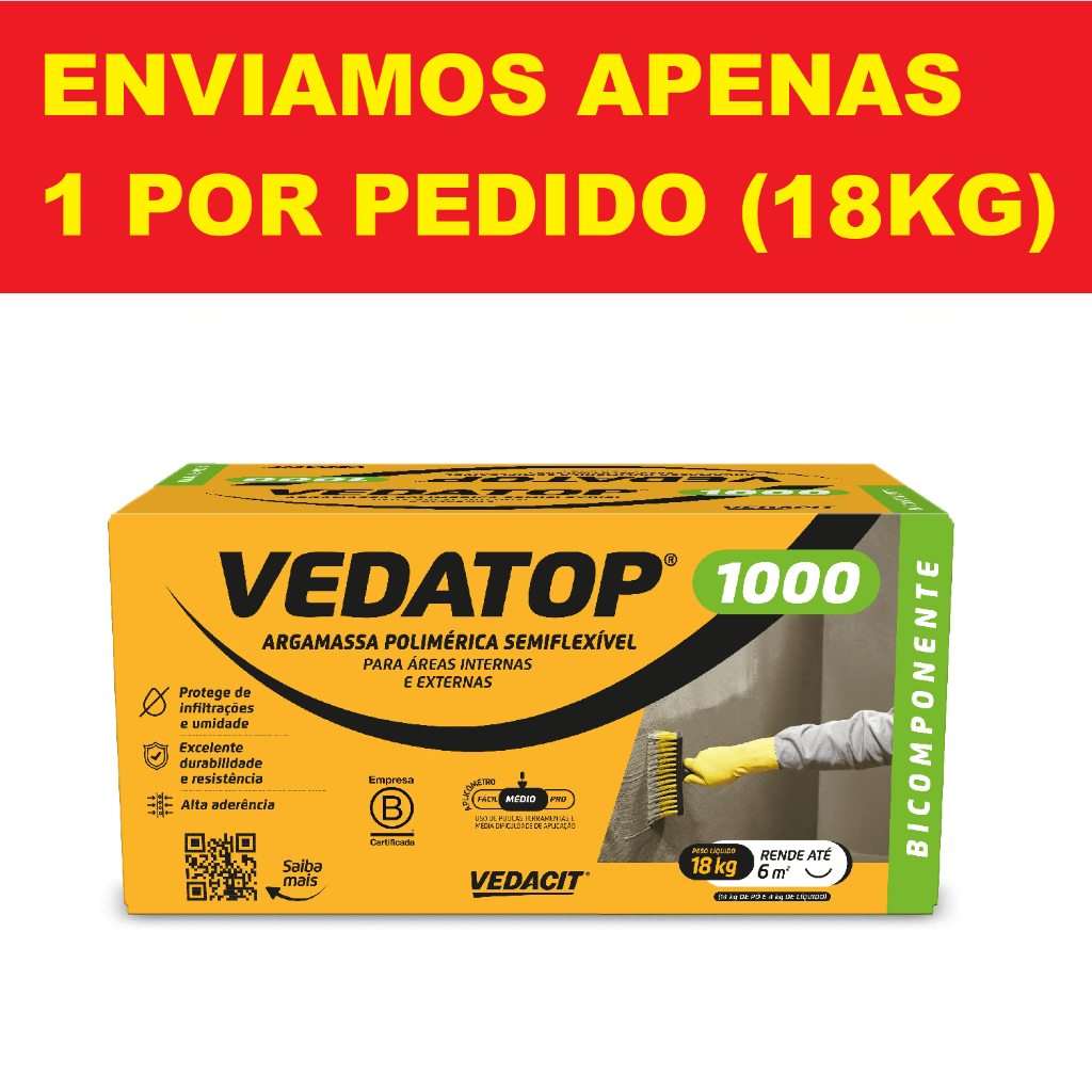 Impermeabilizante Vedatop Vedacit Caixa 18kg Cinza Bicomponente Infiltração Rodapé Mofo em Oferta na Shopee