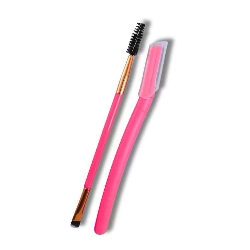 Kit de Pincel Duplo e Navalha para Sobrancelha em Oferta na Shopee