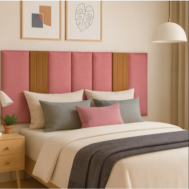 Kit Com Até 12 Peças Cabeceira Modular + Painel Ripado MDF Para Cama Box Casal King Queen