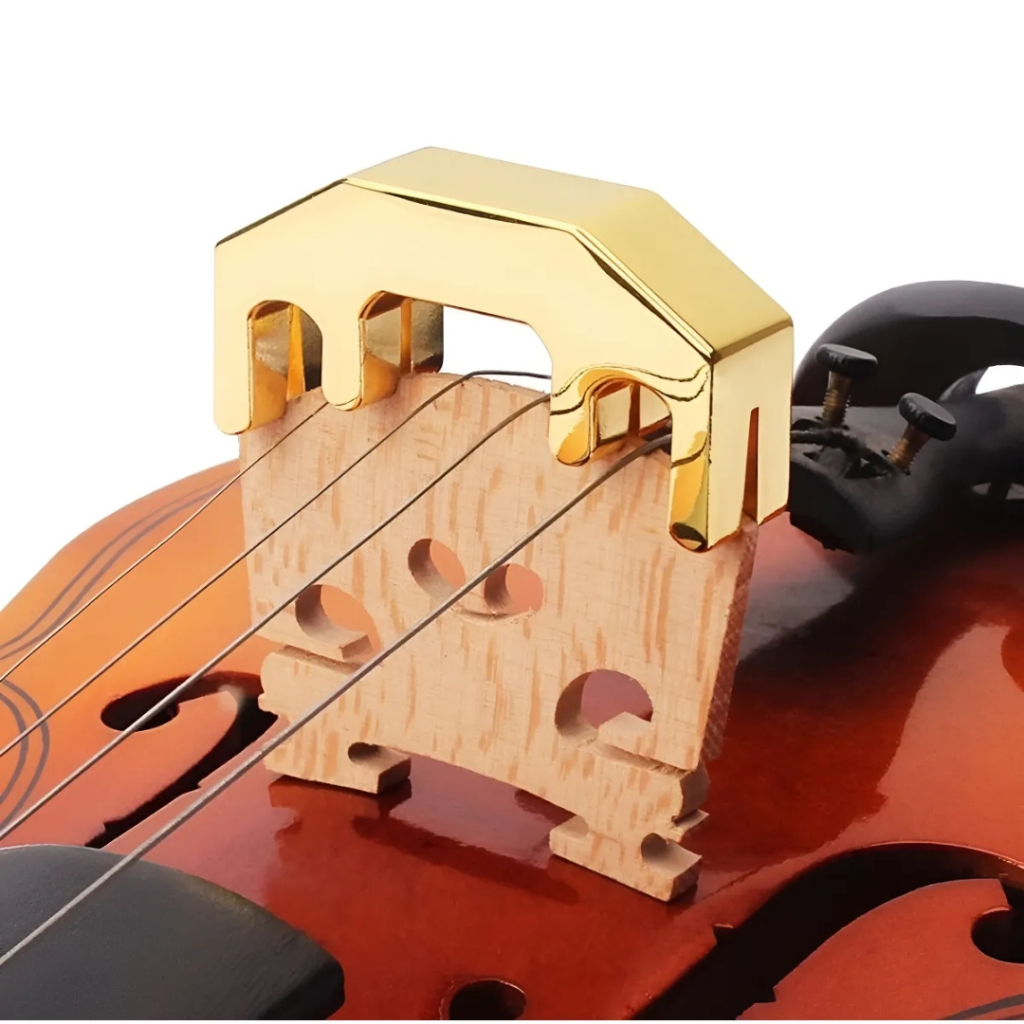 Surdina para Violino 4/4 Metal Modelo Garfo Dourada ou Prata