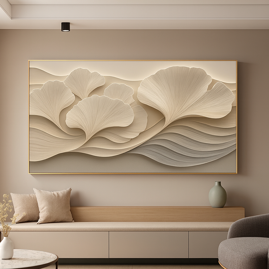 Quadro Decorativo Gigante Moldura 80x120 Cm Luxuoso Ginkgo — imagem 2 de 2