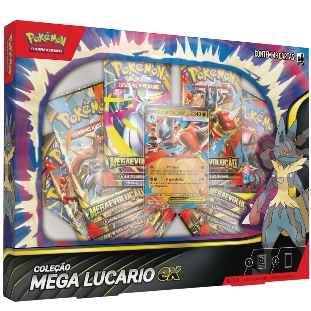 BOX COPAG Mega Lucario EX Pokémon TCG ME01 Copag Kit de Cartas Oficial Lacrado