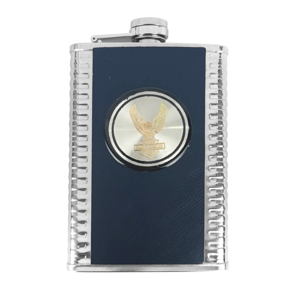 Cantil De Bolso Porta Bebida Whisky Vodka etc Aço Inox Couro
