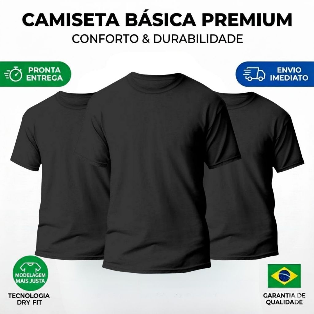 KIT 3 CAMISETAS PREMIUM DRY FIT UV50 P M G ESPORTE CORRIDA FUTEBOL em Oferta na Shopee