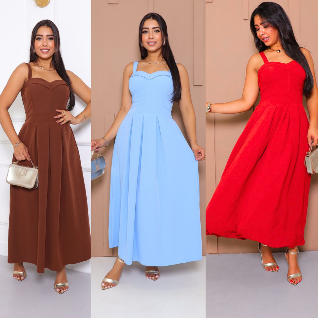 Vestido Longo Duna Elegante Alça Grossa Feminina Lastex Nas Costas Luxo Para Festa em Oferta na Shopee