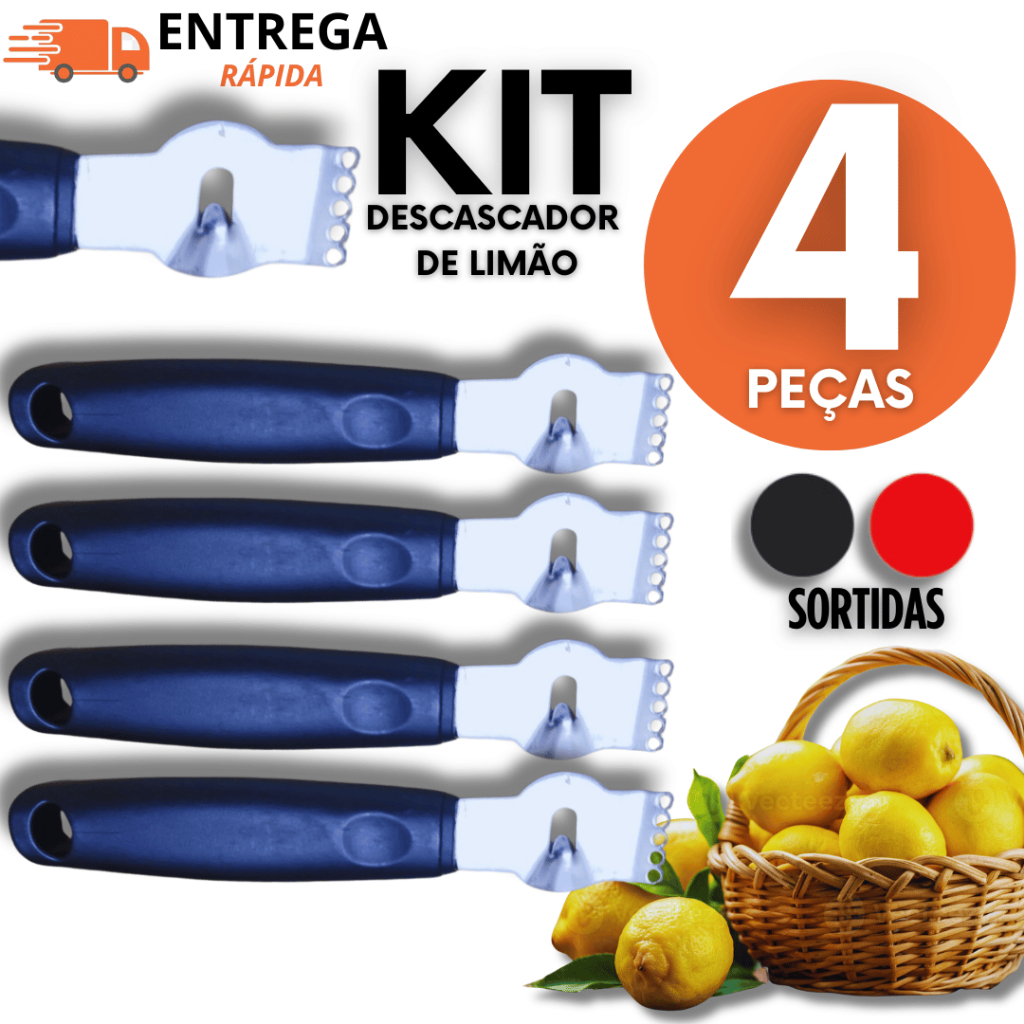 Raspador De Limão e Laranja Em Aço Inox Kit 04 Un - Ralador Raspas p/ Drinks Premium Utilidades