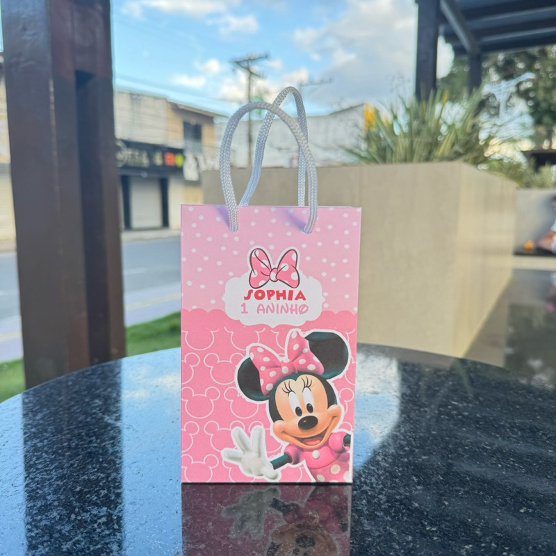 Sacolinha P MINNIE ROSA - Sacolinha Surpresa Lembrancinha para Festa PEGUE E MONTE