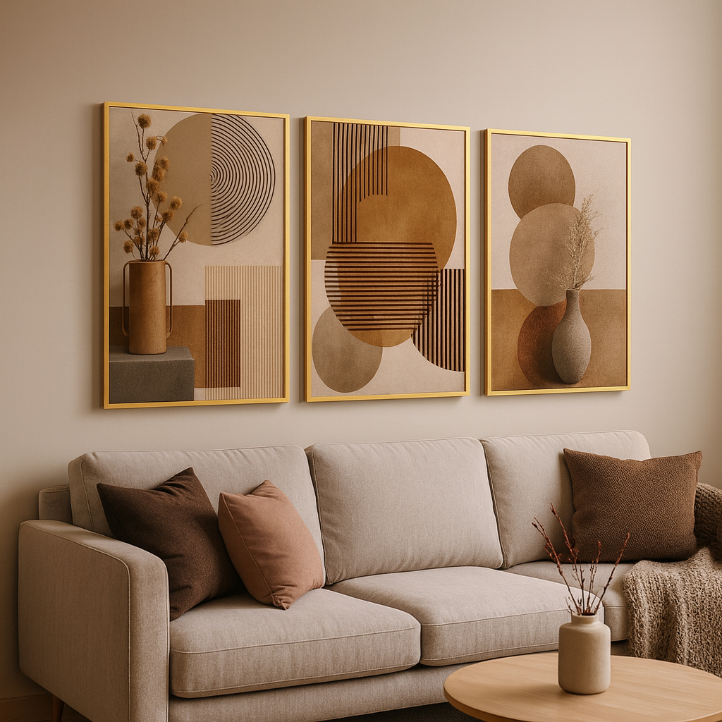 Trio Quadros Grande Moldura 50x70 Cm Geométricos Moderno · foto 2