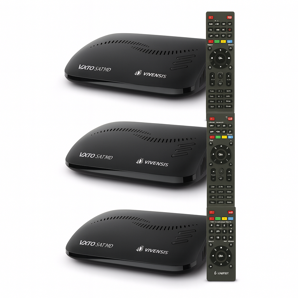 KIT COM 3 RECEPTORES VIVENSIS BANDA KU Sinal HD Estável, Instalação Fácil e Alta Resistência