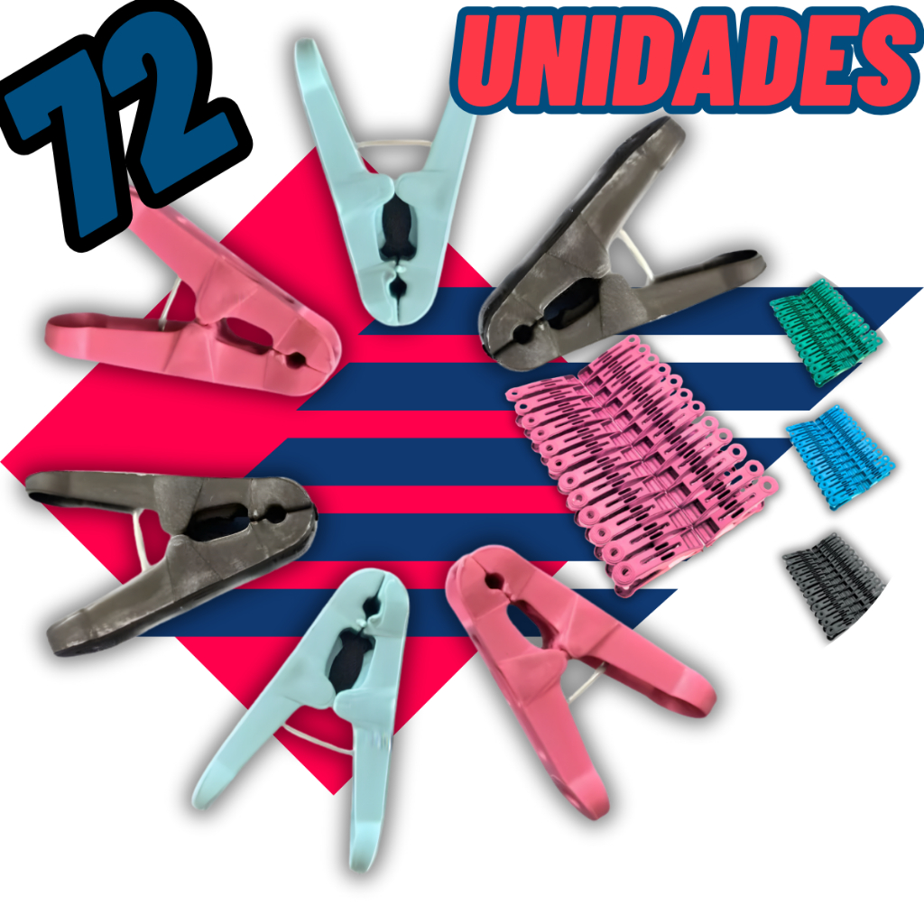 Pregadores de Roupa em Plástico Forte – Kit com 72 / 24 / 12 Peças em Oferta na Shopee