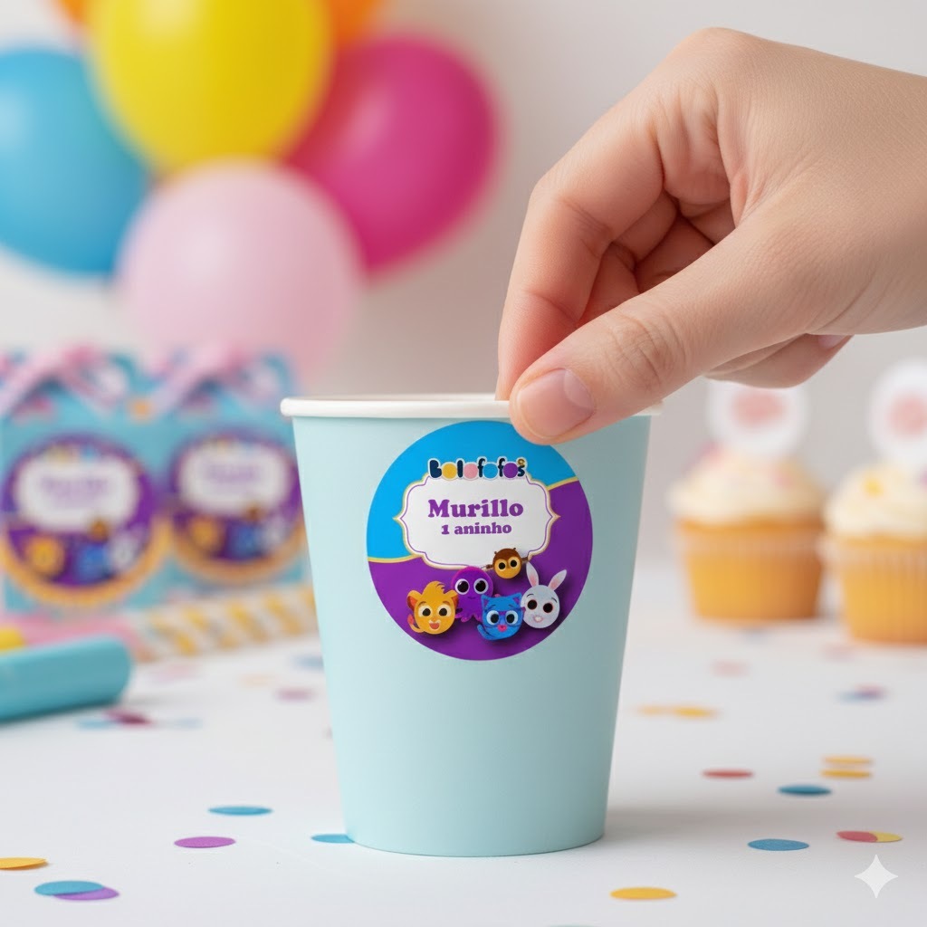 24 Unidades de Adesivos Personalizado Festa Infantil Bolofofo Outros Temas em Oferta na Shopee