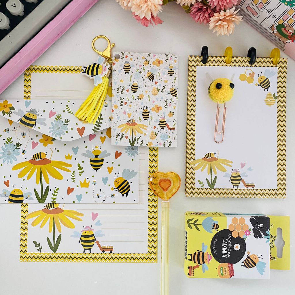 Kit Papelaria Tema Abelhinha - Kits de Presente Papelaria Fofa Buendia