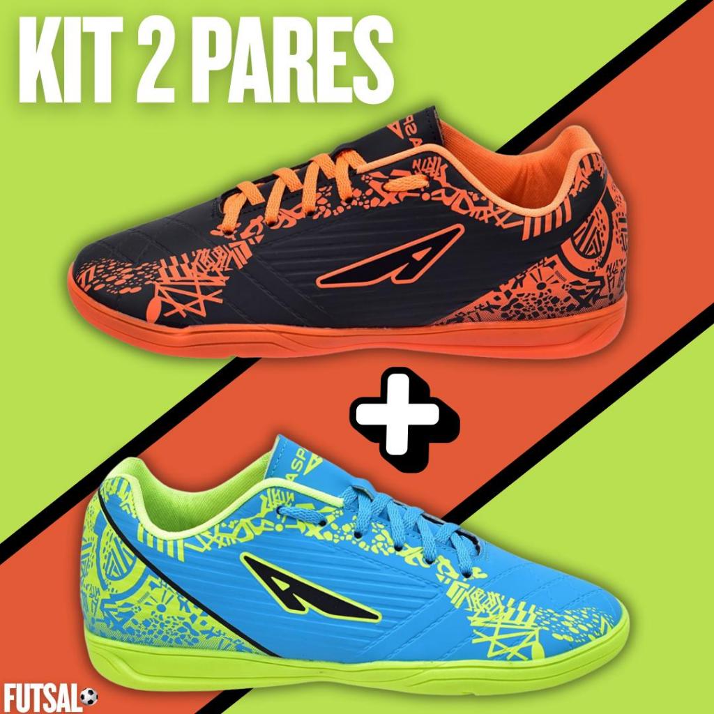 2 Pares Chuteira Adulto Futsal Masculino Quadra Salão Futebol Leve Macio Corfortavel Promoção