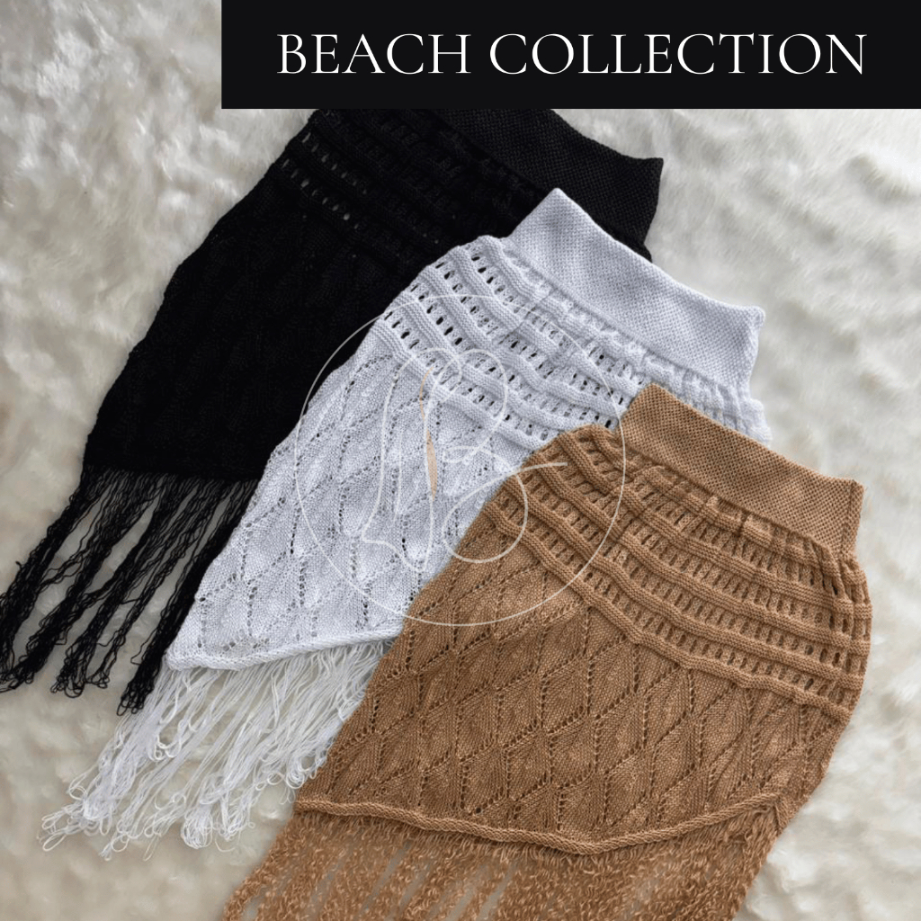 Saia Saída de Praia Malibu com Franjinhas Crochê Tricot Verão 2025