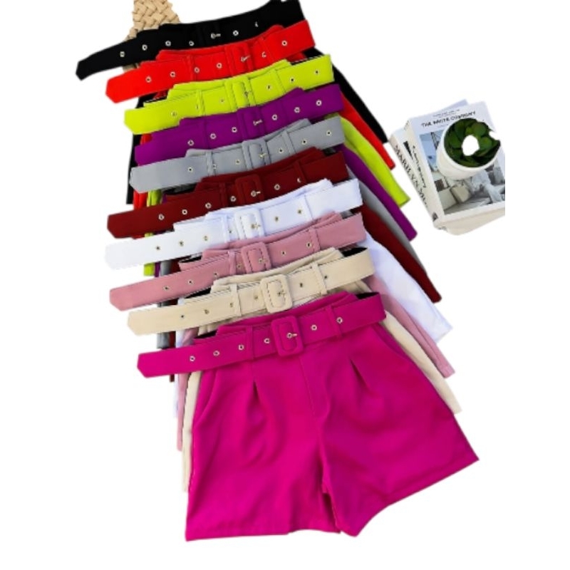 Short Feminino Alfaiataria Social Cinto Cintura Alta Bolsos Short Alfaiataria — R$ 28,47 em Shopee, 62% OFF