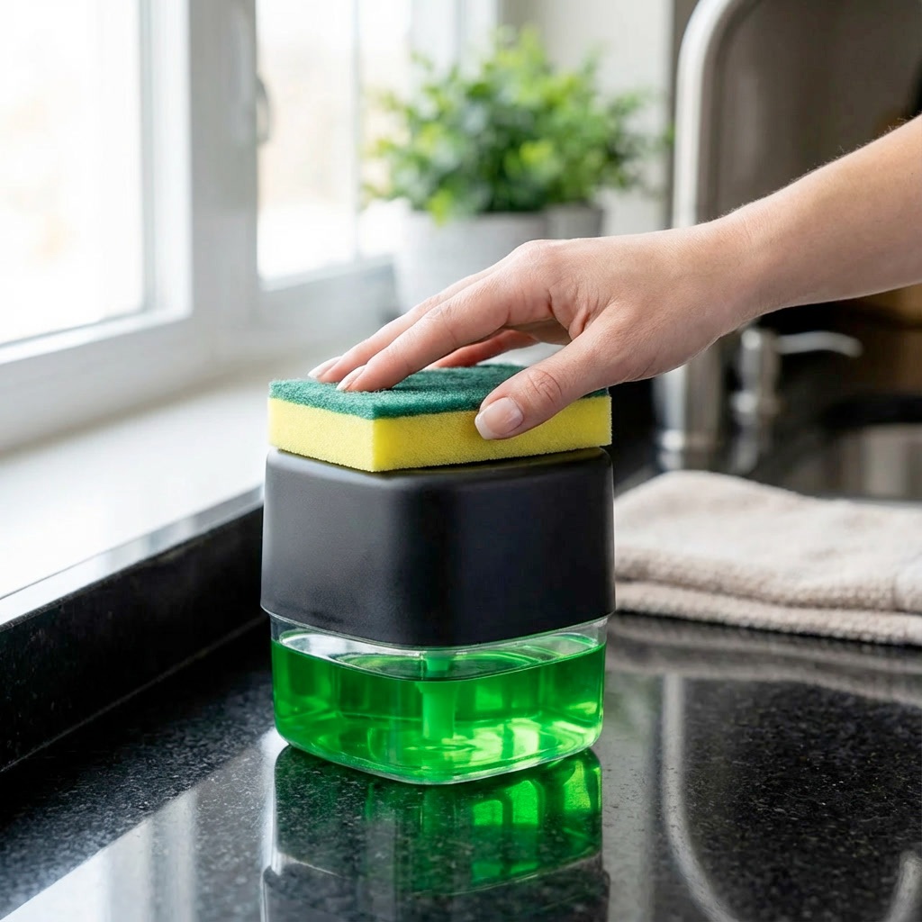 Dispenser de Sabão Detergente Liquido Dosador 140ml Quadrado em Acrílico Transparente Cozinha e Pia