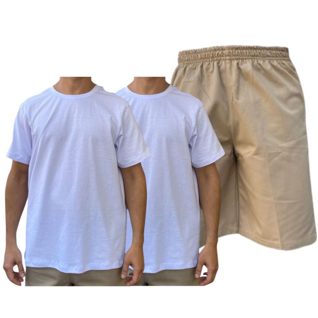 Kit CDP 2 Camisetas Brancas 1 Bermuda Sarja Detento Padrão Presídio em Oferta na Shopee