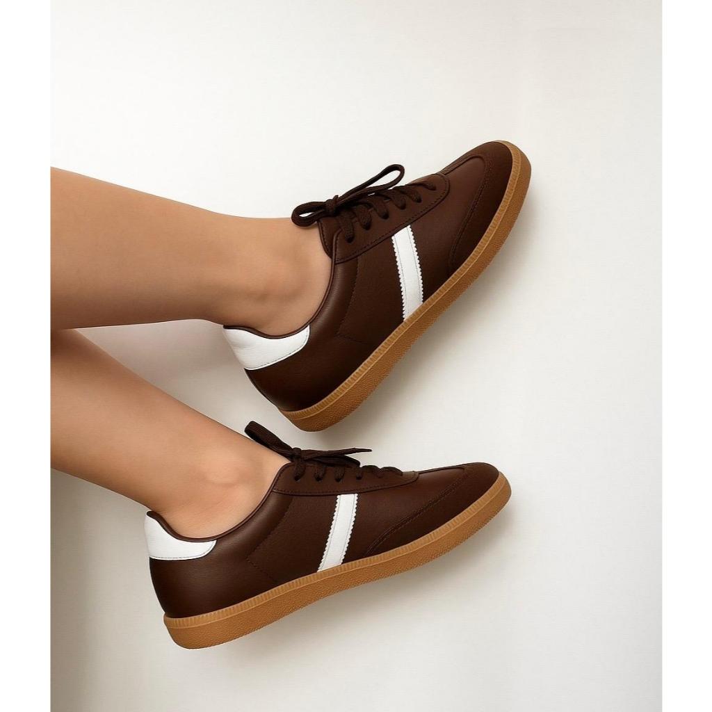 Tênis Casual Marrom Unissex Confortável – Estilo Retrô, Solado Antiderrapante, Leve e Macio em Oferta na Shopee