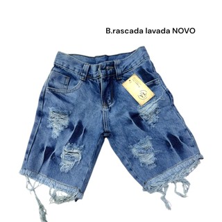 Bermuda Jeans Infantil Rascada 100% algodão sem Elastano TOP