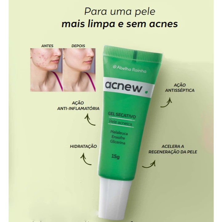 Gel Secativo Cravo E Espinha Acnew Ação Anti-inflamatória Regenera Pele 15g Abelha Rainha