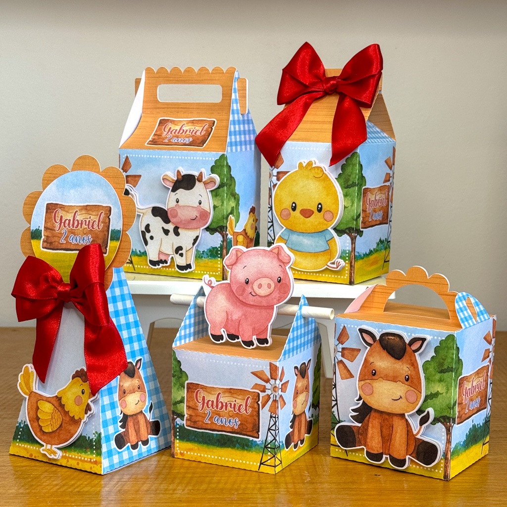 KIT FESTAS FAZENDINHA CAIXINHAS PERSONALIZADAS lembrancinhas para festas PEGUE E MONTE