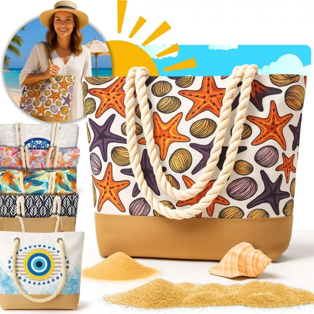 Bolsa de Praia Feminina Alça de Corda Modelo Novo Verão Piscina Grande Resistente com Forro interno — imagem 1