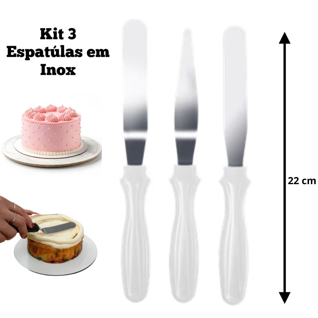 Espatúlas para Confeitaria Aço Inox Para Bolo Decoração Espatúla Raspadora Niveladora