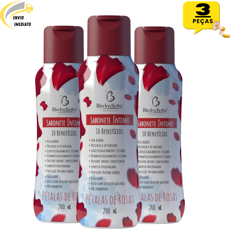 Kit 3 Sabonete Líquido Intimo Bio Instinto 10 Benefícios com Extratos Naturais Controle Ph Refrescante