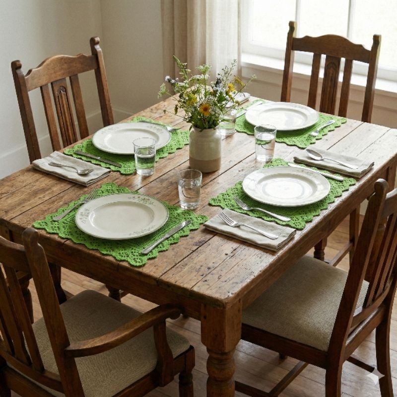 Toalha de bandeja de renda e fibra de coco de 40cm X 50cm elegância e praticidade para sua mesa