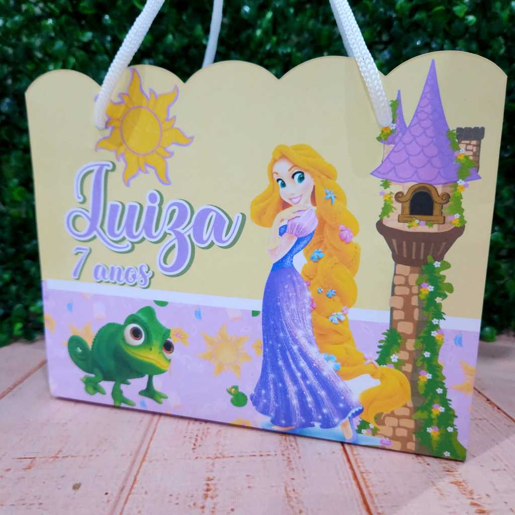 Sacolinha Surpresa Personalizada Rapunzel Enrolados Ondulada - Lembrancinha Festa Infantil Aniversário