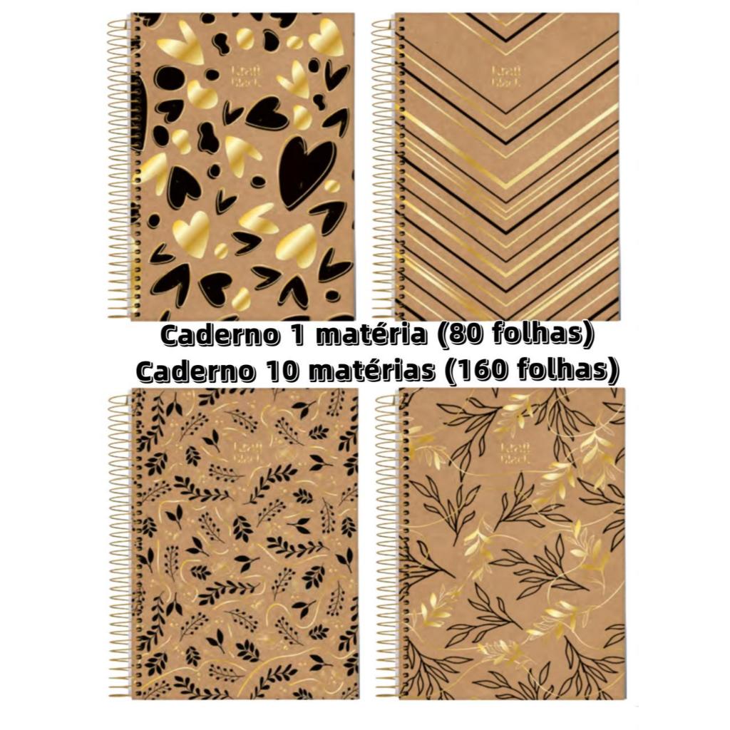 Caderno Universitário 1/10 Matérias 80/160 Folhas Capa Dura Kraft Black Jandaia 2026..v em Oferta na Shopee