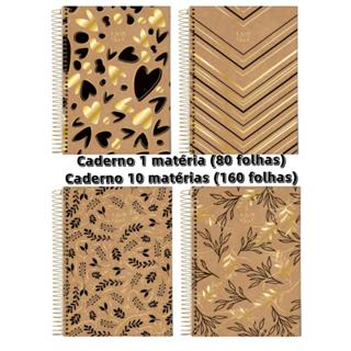 Caderno Universitário 1/10 Matérias 80/160 Folhas Capa Dura Kraft Black Jandaia 2026..v em Oferta na Shopee