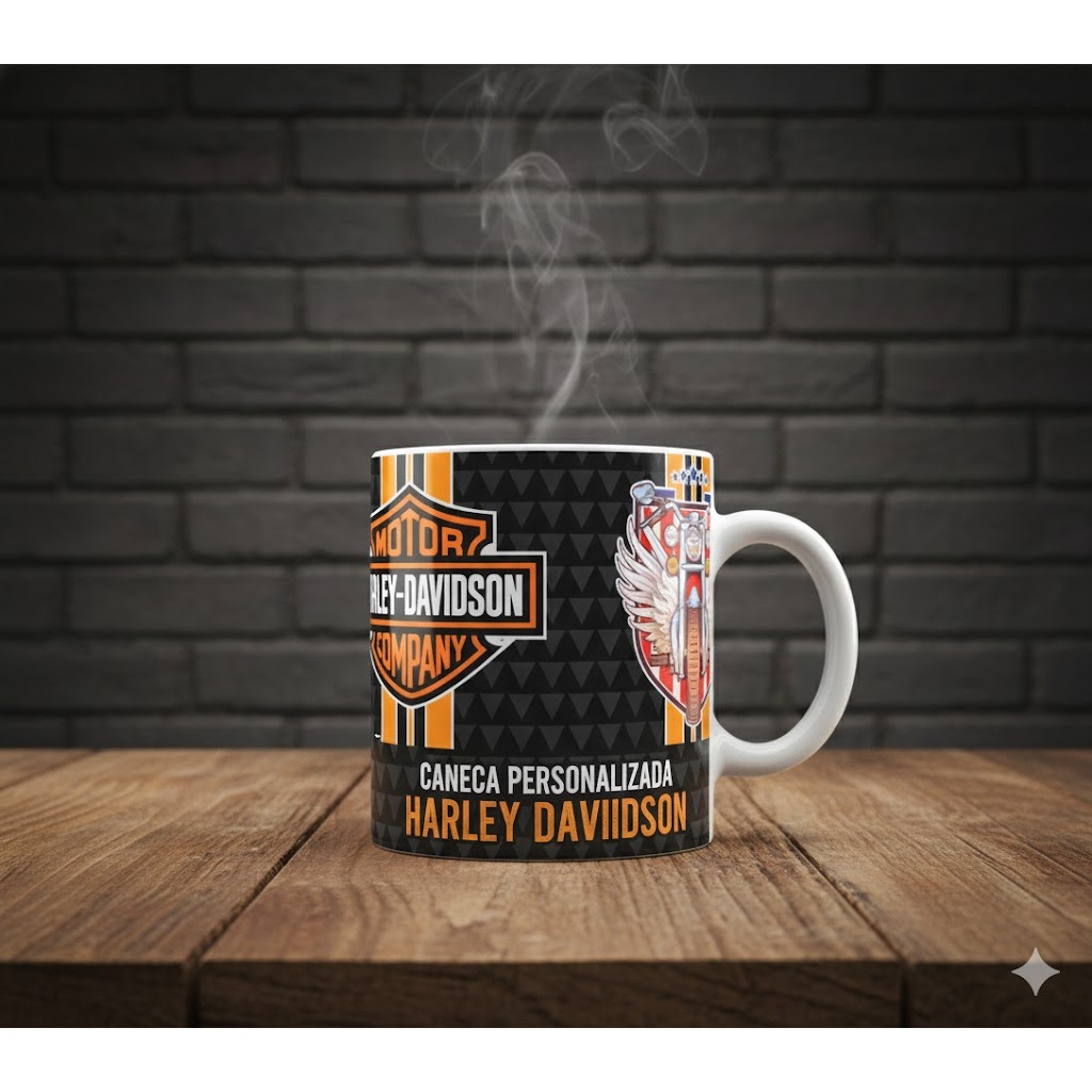 CANECA HD HARLEY Porcelana | O Mundo da Liberdade te Espera | DAVIDSON Moto Club | Rout 66 |