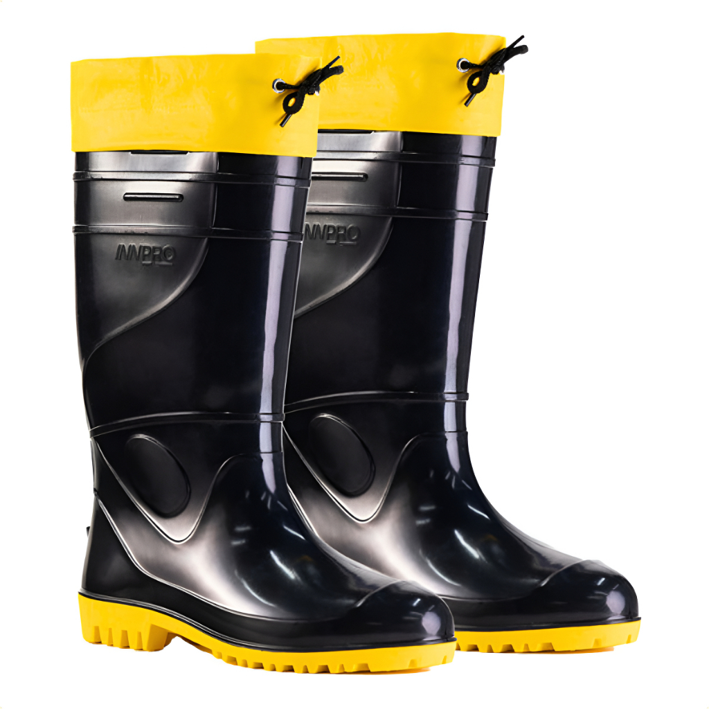 Bota Cano Longo Preta Pvc C/forro C/polaina Innpro