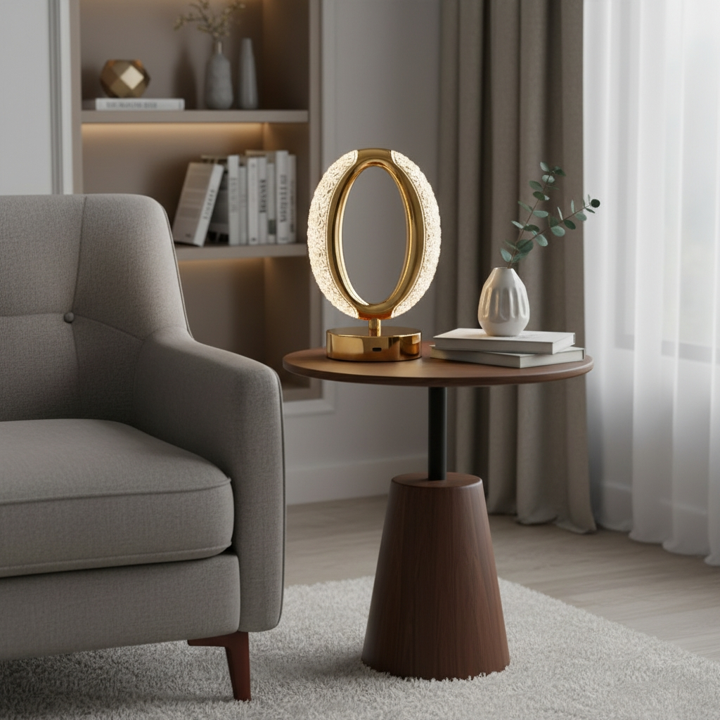 Luminaria Oval Mesa Led Design Elegante Base Usb Iluminacao Economica