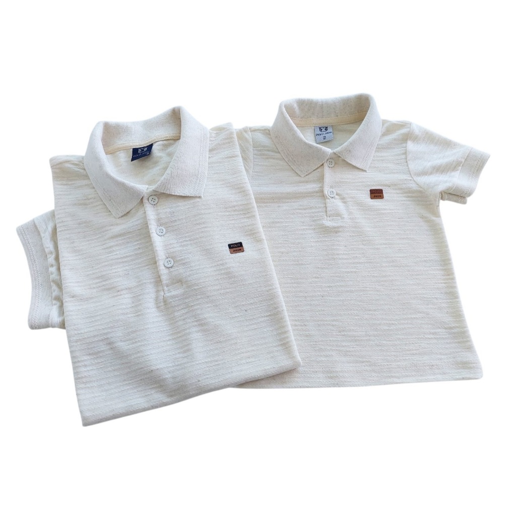 Kit tal pai tal filho camisa polo linho jacquard