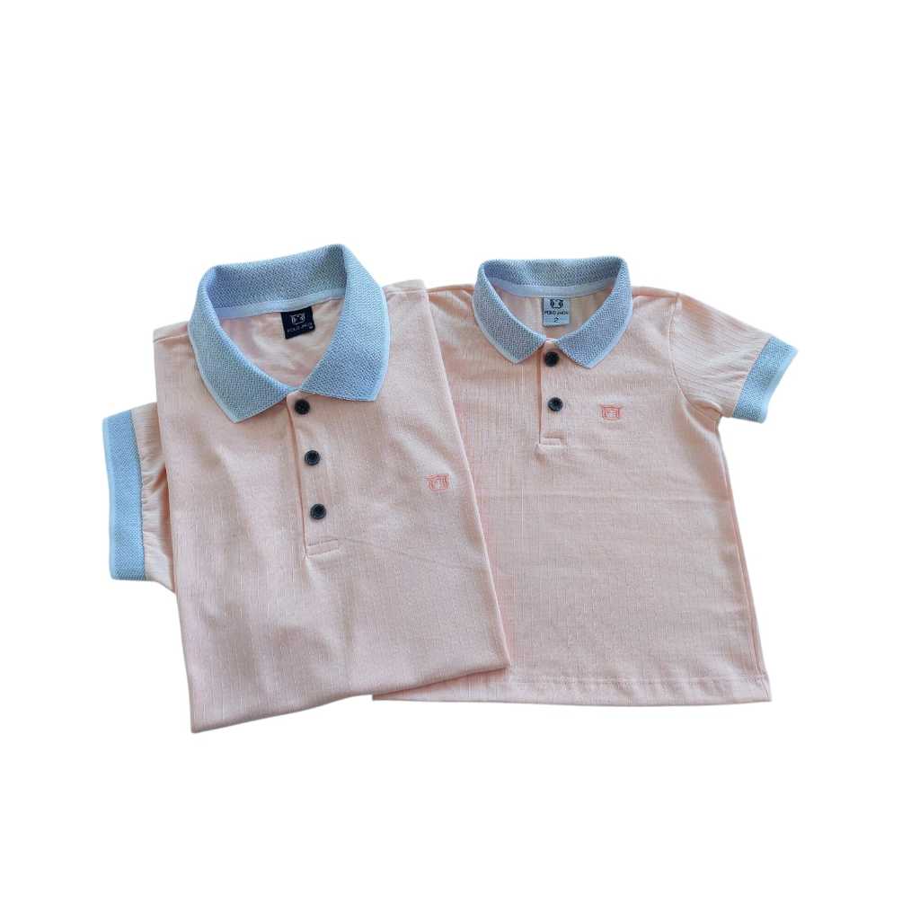 kit tal pai tal filho camisa polo rosé jacquard gola poa