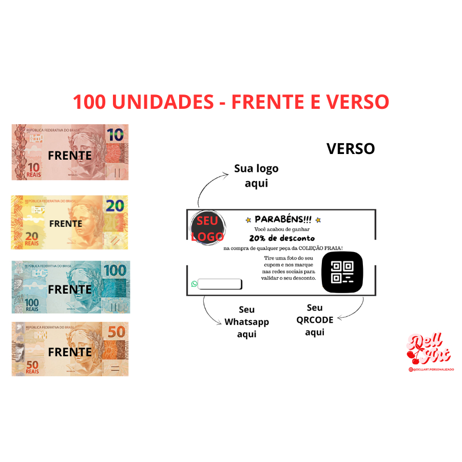 Panfleto VOUCHER desconto NOTA 10 / NOTA 20   - 100 unidades em Oferta na Shopee